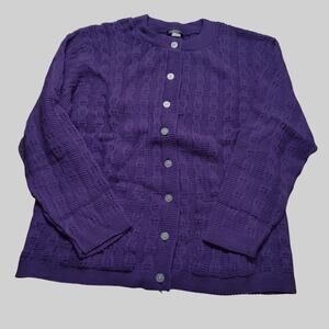 Gabriel New York Dark Purple Button‑Down Sweater 100% Acrylic Size Large NEW